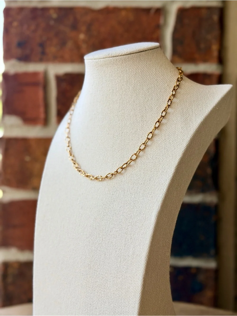 Gold Hammered Cable Link Chain